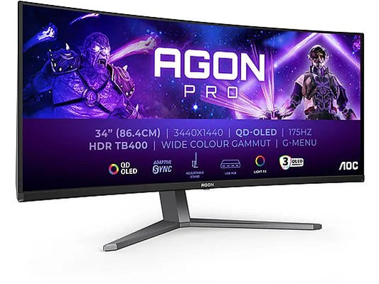 AOC AGON PRO AG346UCD Curved Gaming-Monitor 86,36 cm (34") 34 Zoll UWQHD Monitore (0,03 ms Reaktionszeit , 175 Hz , 175 Hz nativ)