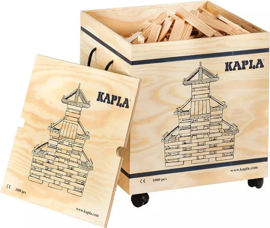 KAPLA PC 9000200 Holzkiste 1000-teilig Original Holz Bausteine Plättchen Klötze