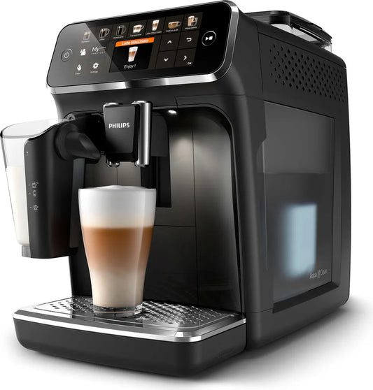 Philips Kaffeevollautomat 5400 Series, 12 Kaffeespezialitäten, LatteGo Milchsystem, Touchdisplay, Schwarz (EP5441/50)